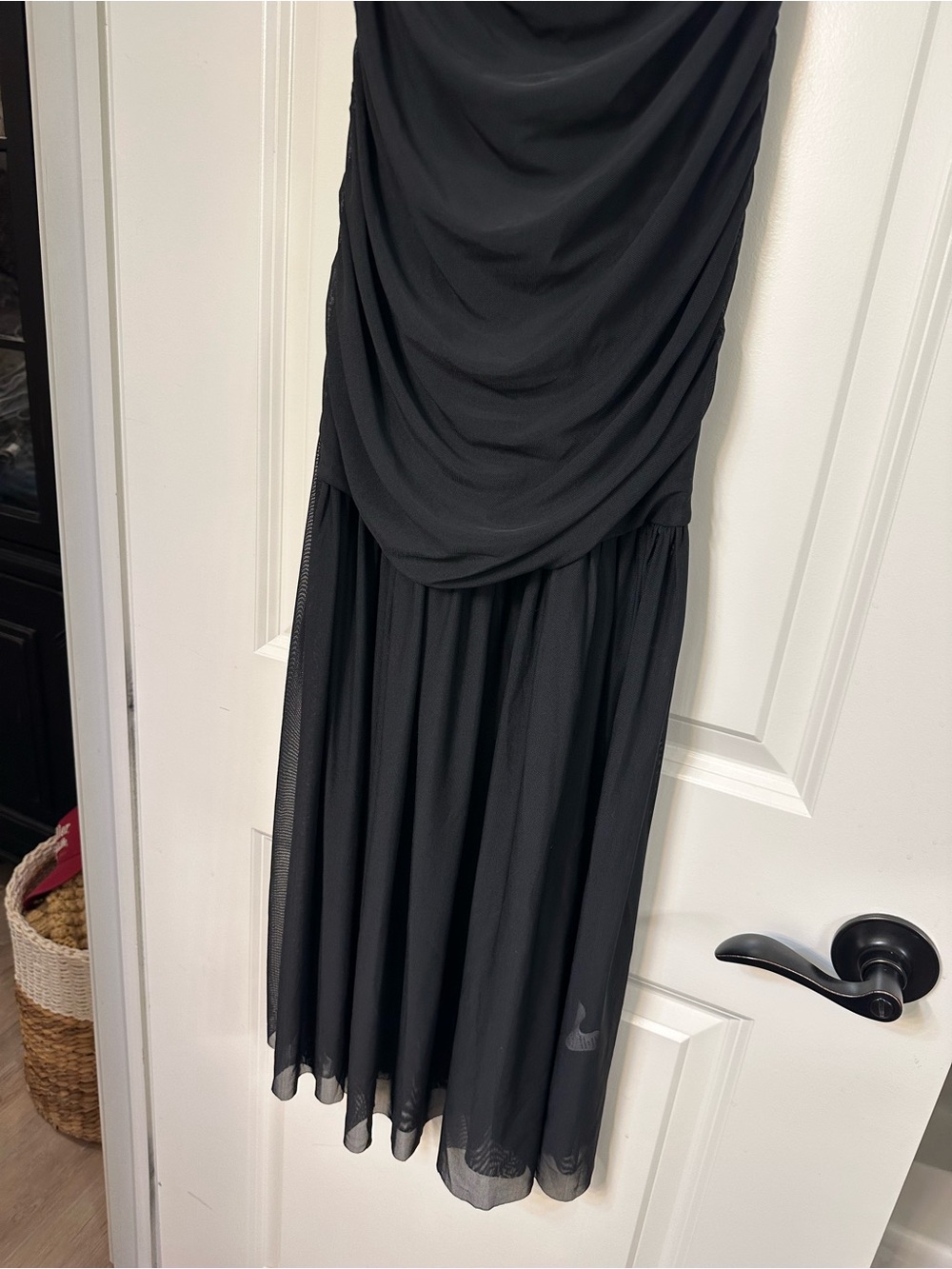 Simplee Apparel Black Mesh Maxi Dress with Sheer Pleated Hem - Picture 13 of 16